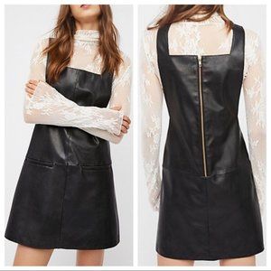 Free People Vegan Leather Mini Dress (XS, Black)